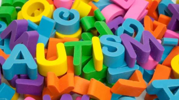 Giant letters spelling Autism