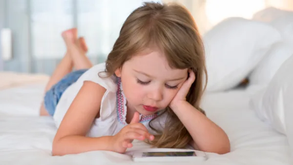 Girl looking at a phone