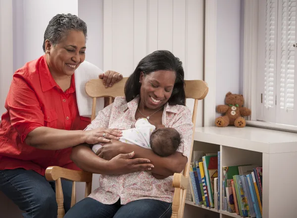 Mom breastfeeding baby